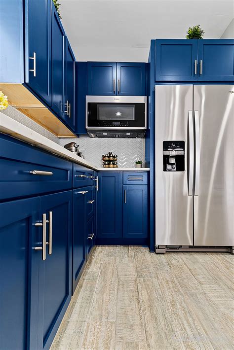 navy kitchen cabinets with stainless steel counters|navy cabinet designs.